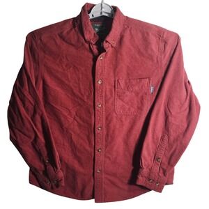 Woolrich Mens LG Burgundy Flannel Button Down Long Sleeve Shirt